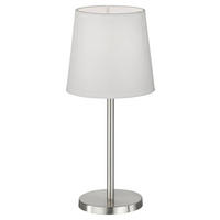 easy! by FHL Tischleuchte 850103 Eve nickel matt weiß Textil Metall H/D: ca. 30x14 cm E14 1 Brennstellen Eve - weiß/nickel matt (14,00/30,00cm) - easy! by FHL