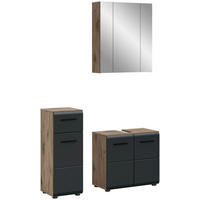 Badezimmer-Set Ice Nox Oak Nachbildung schwarz matt B/H/T: ca. 105x185x30 cm Ice - schwarz (105,00/185,00/30,00cm) - xonox.home
