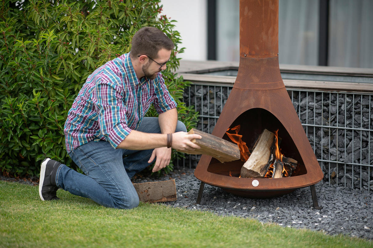 Westmann Gartenkamin mit Grill rost Stahl H/D: ca. 160x70 cm Grill Gartenkamin - rost (70,00/160,00cm) - Westmann