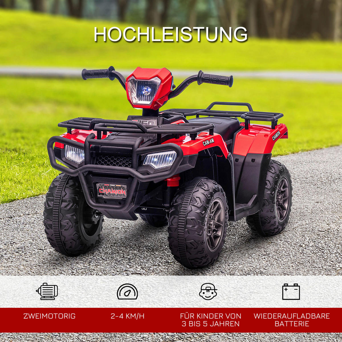 HOMCOM Kinderauto rot B/H/L: ca. 45x88x50 cm Kinderquad - rot/schwarz (50,00/45,00/88,00cm) - HOMCOM