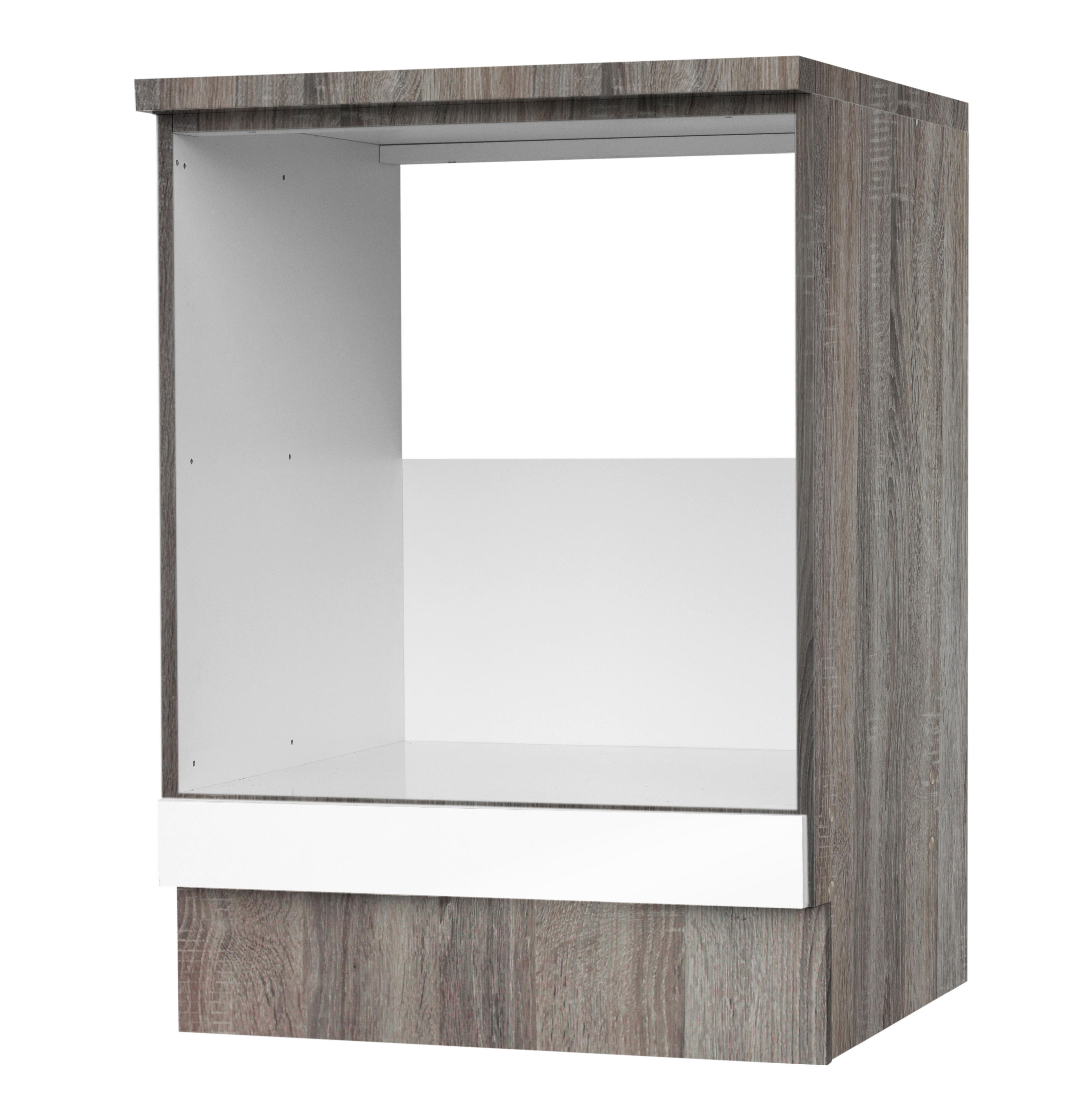 Herdumbauschrank Judith weiß Hochglanz B/H/T: ca. 60x82x57 cm Judith - weiß/silber (60,00/82,00/57,00cm) - Menke