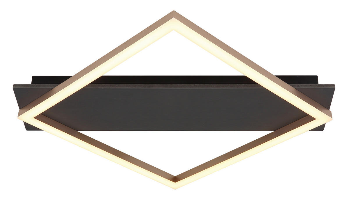 GLOBO LED-Deckenleuchte Opal champagner mattschwarz Metall Kunststoff MDF B/H/L: ca. 46,7x6x52 cm 1 Brennstellen BEATRIX I - champagner/Opal (52,00/46,70/6,00cm) - GLOBO