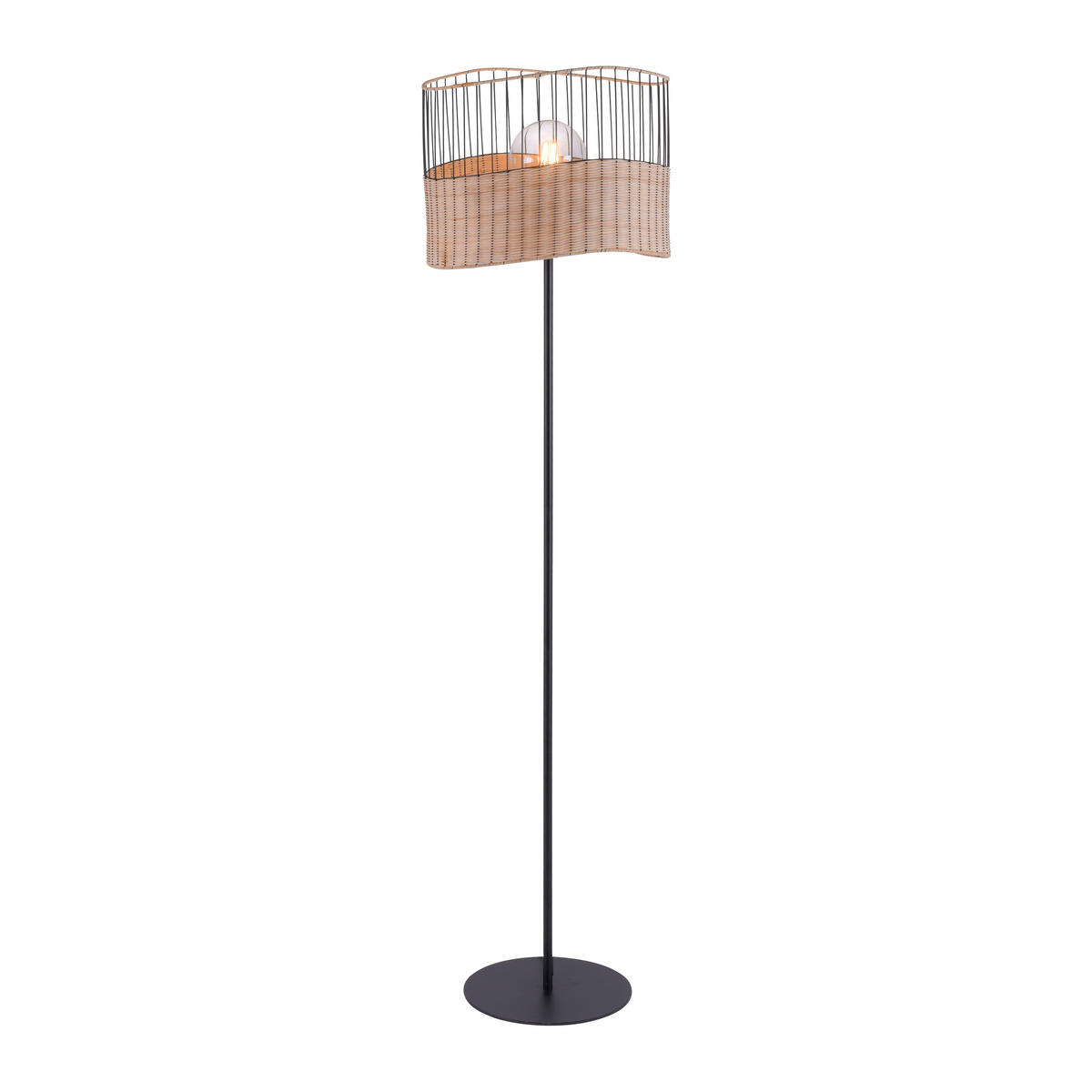 Just Light Stehleuchte REED 11151-79 schwarz natur Metall Holz H/D: ca. 152x39 cm E27 1 Brennstellen REED - natur/schwarz (39,00/152,00cm) - Just Light