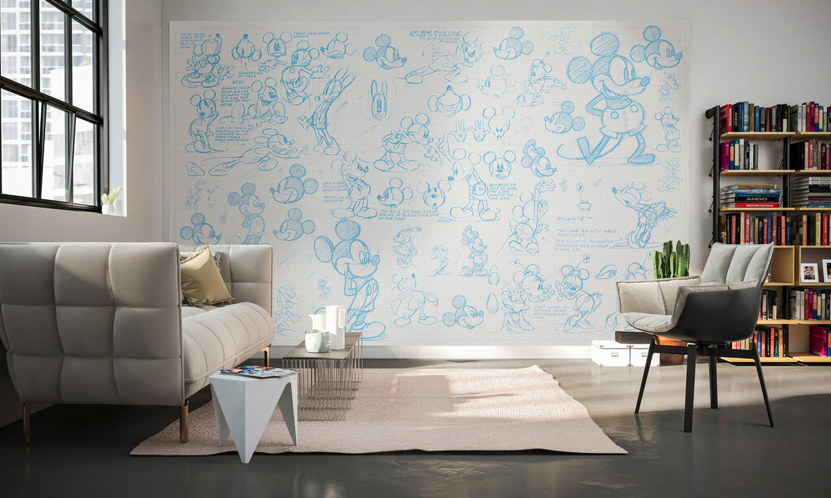 Komar Fototapete Mickey Sketches B/L: ca. 400x250 cm Mickey Sketches - (400,00/250,00cm) - Komar