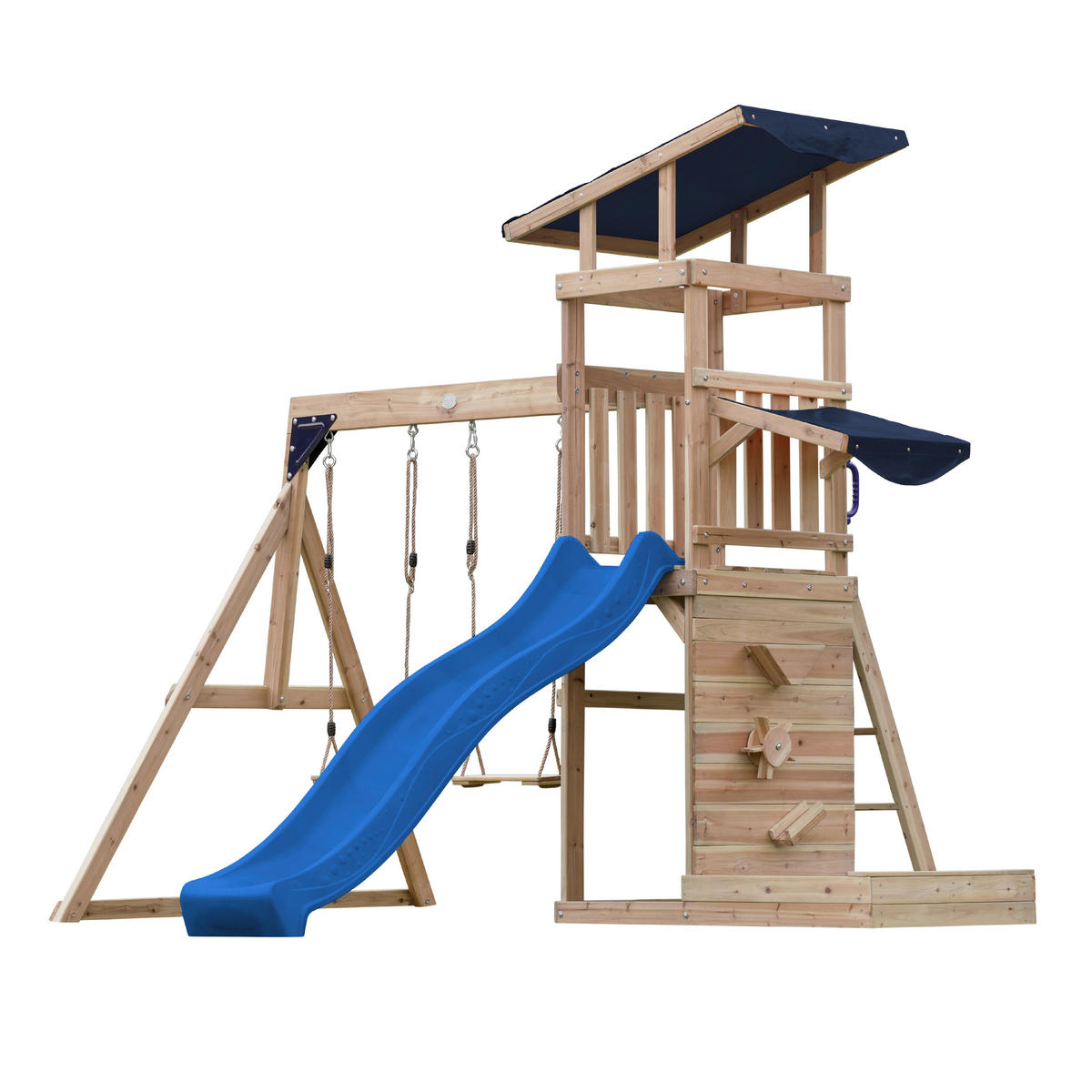 AXI Spielturm Malik braun B/H/L: ca. 345x270x336 cm Malik - braun/blau (336,00/345,00/270,00cm) - AXI