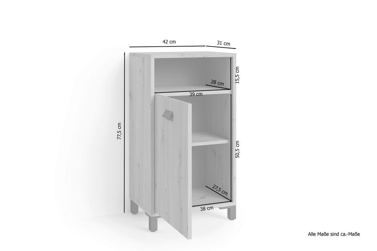 Schrank WELLNESS Eiche Artisan Nachbildung anthrazit schwarz schwarz B/H/T: ca. 42x77,5x31 cm WELLNESS - Eiche/schwarz (42,00/77,50/31,00cm) - byLIVING