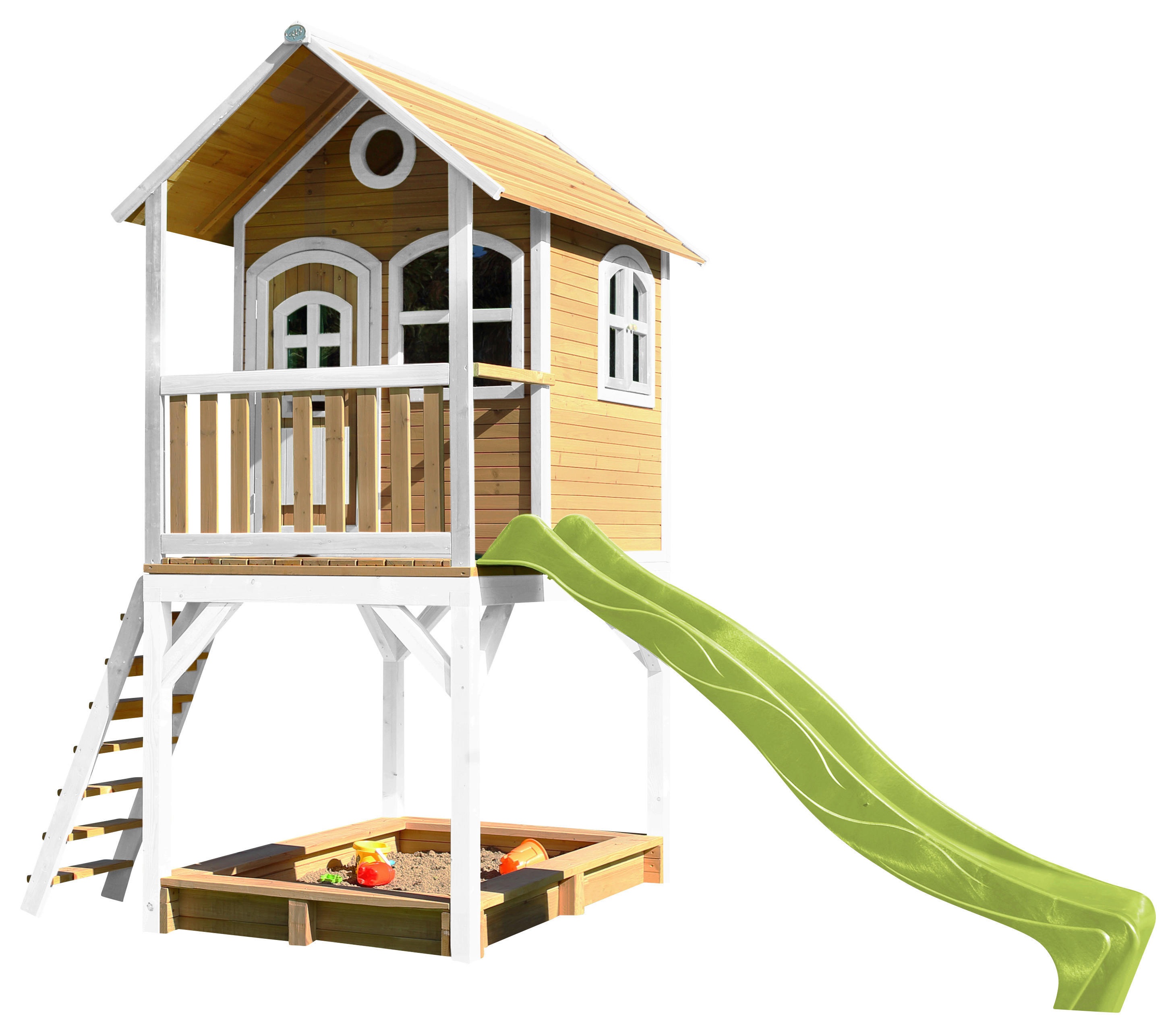 AXI Spielhaus Sarah braun B/H/L: ca. 370x291x191 cm Sarah - braun/weiß (191,00/370,00/291,00cm) - AXI
