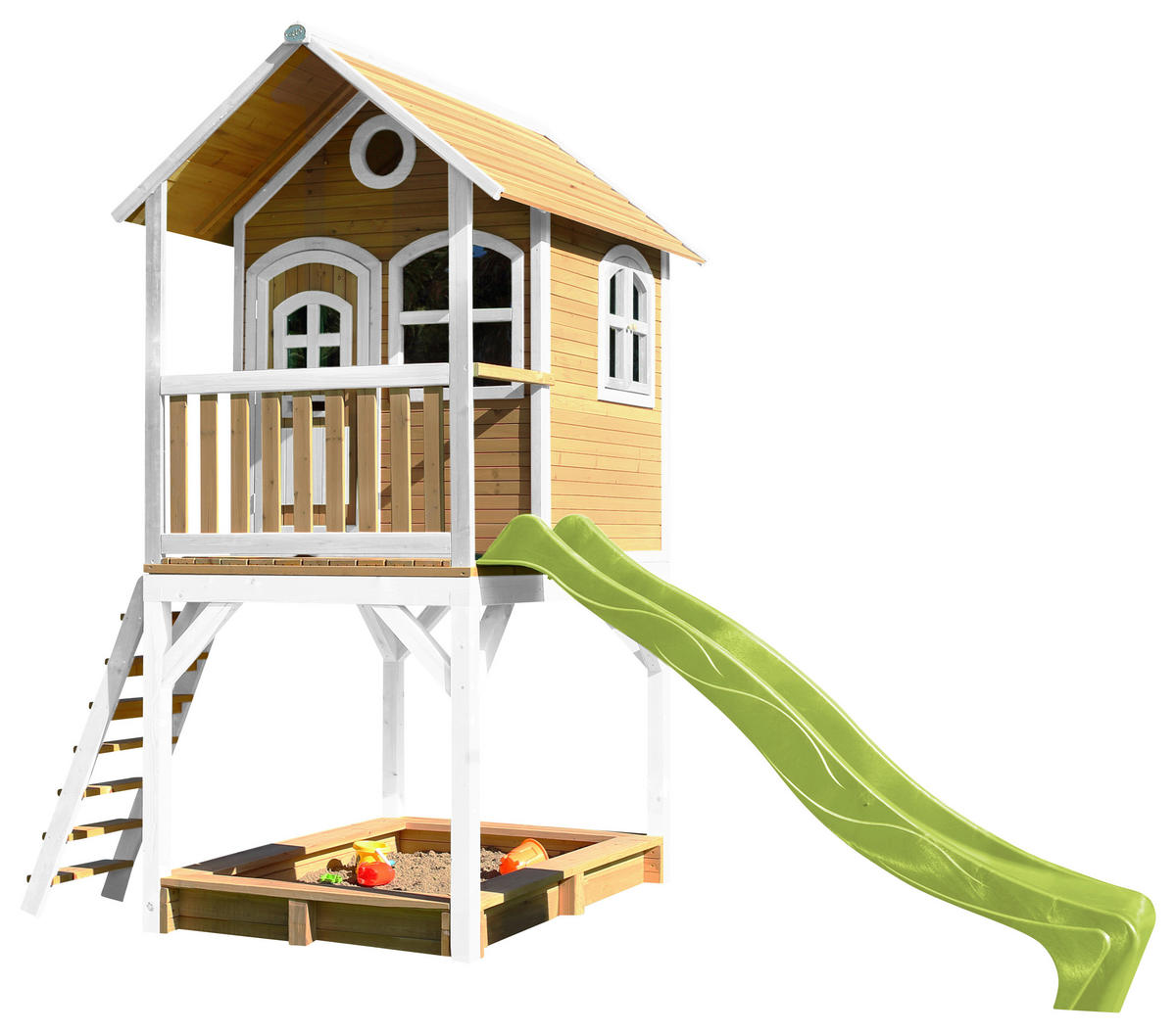 AXI Spielhaus Sarah braun B/H/L: ca. 370x291x191 cm Sarah - braun/weiß (191,00/370,00/291,00cm) - AXI