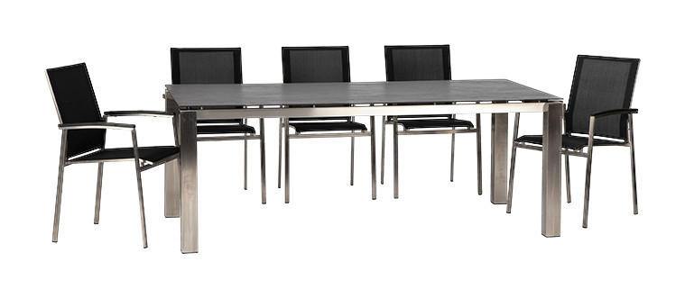 Acamp Gartensitzgruppe Auris schwarz Edelstahl B/H/T: ca. 55x90x60 cm Auris - schwarz (55,00/90,00/60,00cm) - Acamp