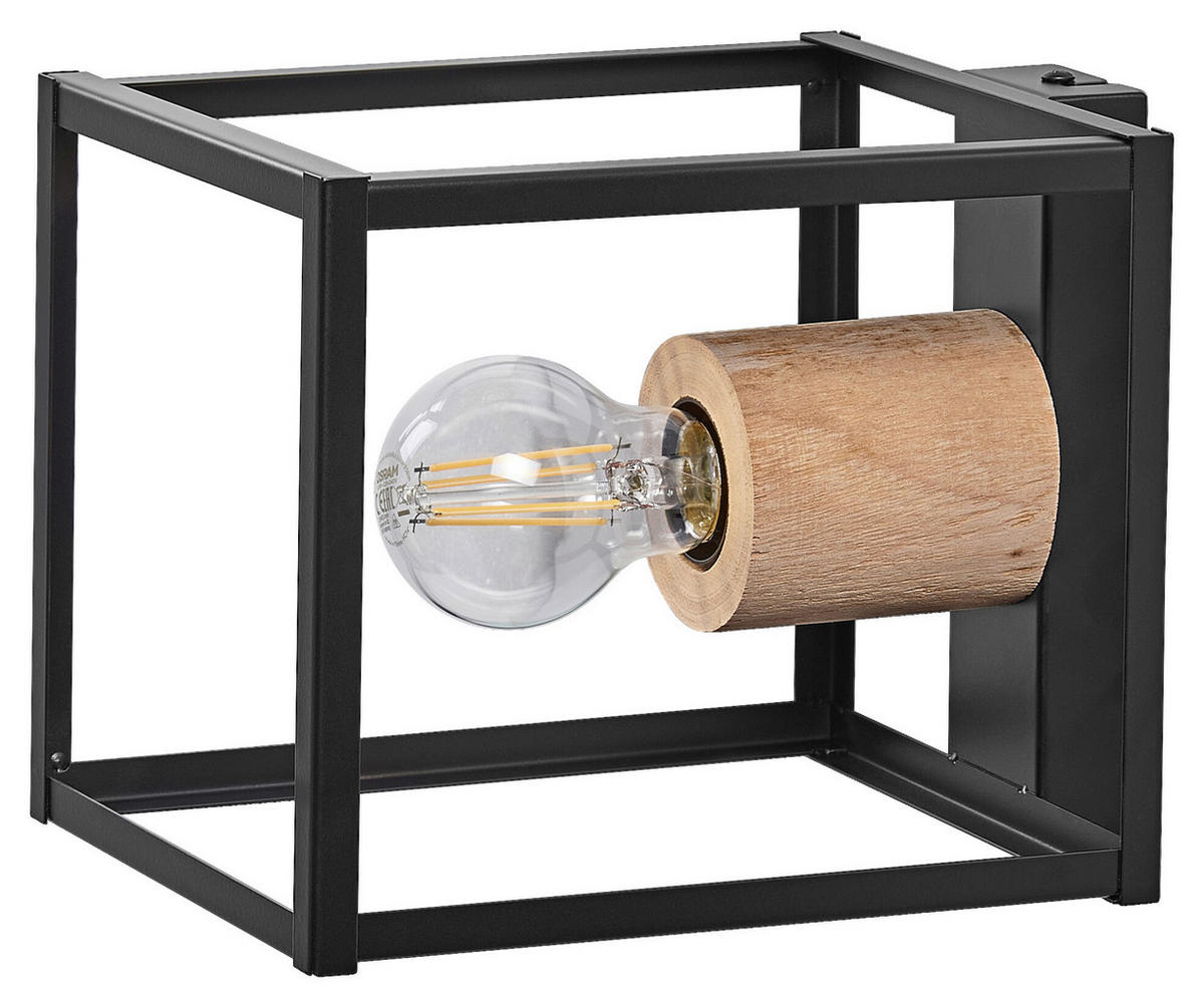LEDVANCE Wandleuchte Nairobi 759145 schwarz Metall Holz B/H/L: ca. 22,7x17x17 cm E27 1 Brennstellen Decor Nairobi - schwarz (17,00/22,70/17,00cm) - LEDVANCE