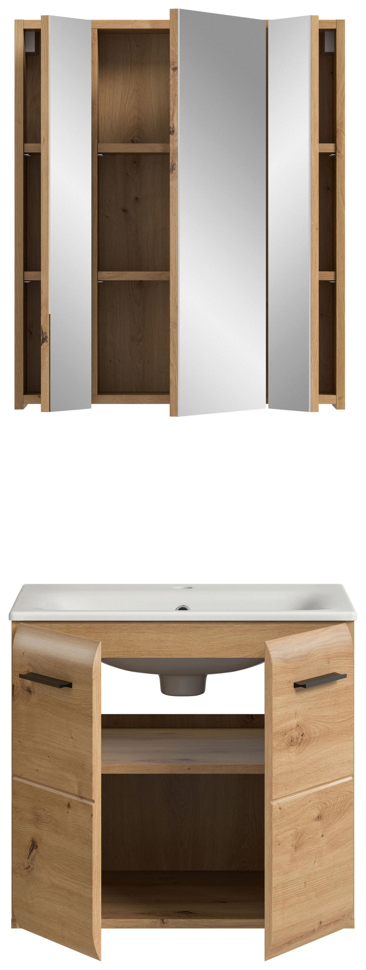 Badezimmer-Set Ice Artisan Oak Nachbildung B/H/T: ca. 60x185x46 cm Ice - (60,00/185,00/46,00cm) - xonox.home