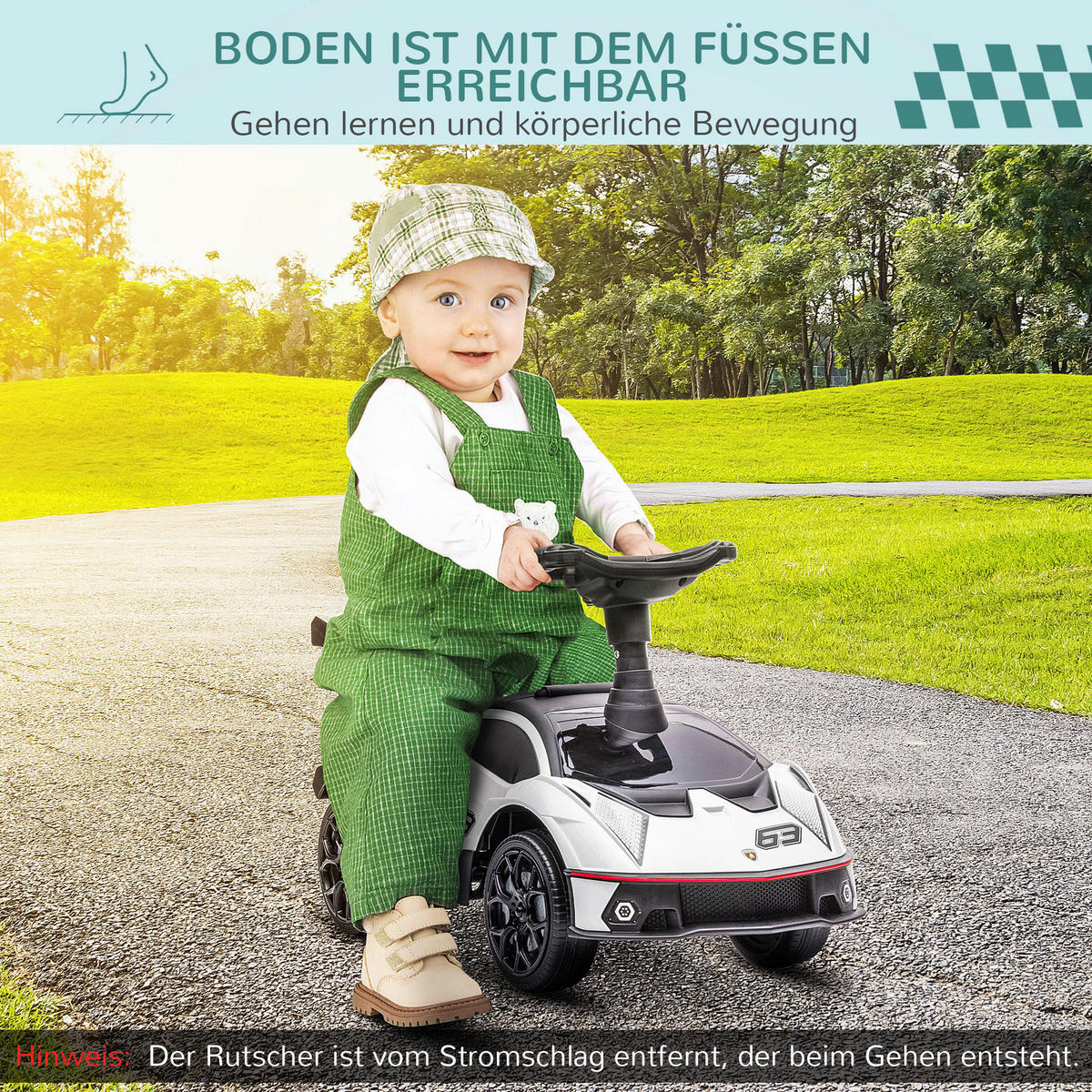 AIYAPLAY Kinder-Elektroauto schwarz B/H/L: ca. 28x38x67 cm Kinder Elektroauto - weiß/schwarz (67,00/28,00/38,00cm) - AIYAPLAY