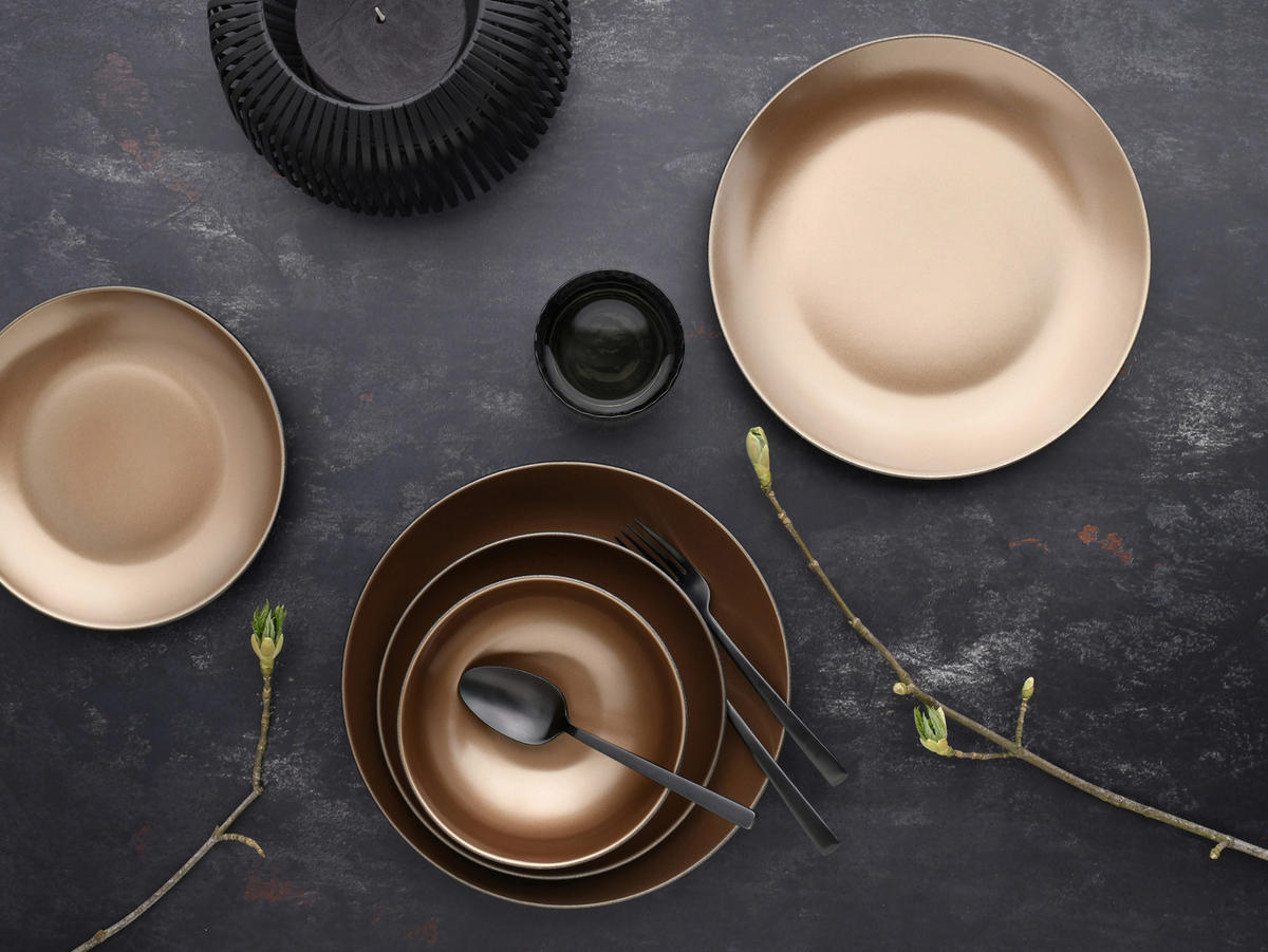 CreaTable Tafelservice GLAMOUR gold Steinzeug 12 tlg. GLAMOUR - gold - CreaTable