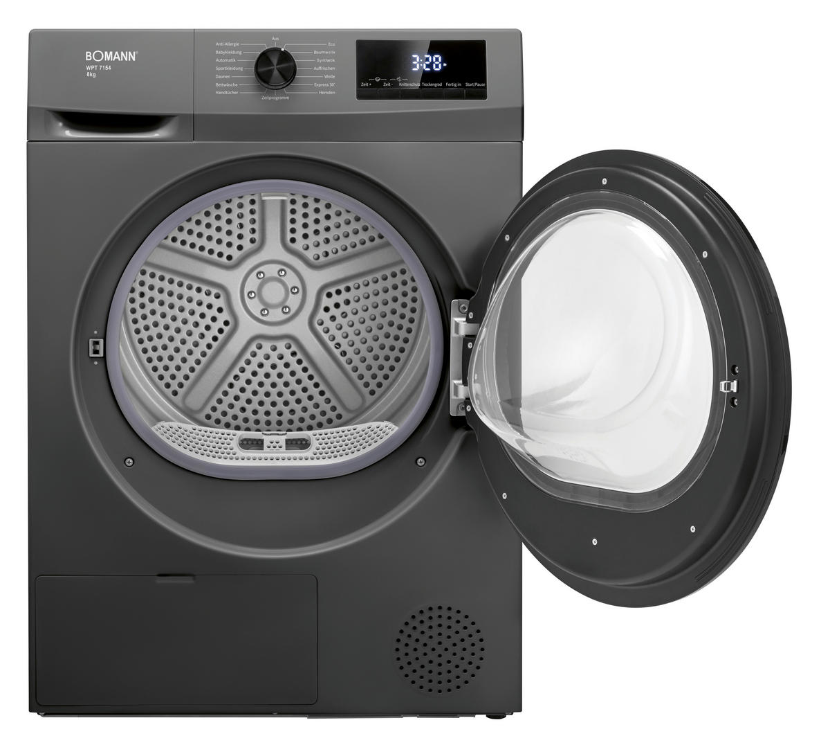 Bomann Wärmepumpentrockner WPT 7154 titanfarbig B/H/T: ca. 59,5x84,5x58 cm ca. 8 kg Wärmepumpentrockner WPT 7154 (T) - titanfarbig (59,50/84,50/58,00cm) - Bomann