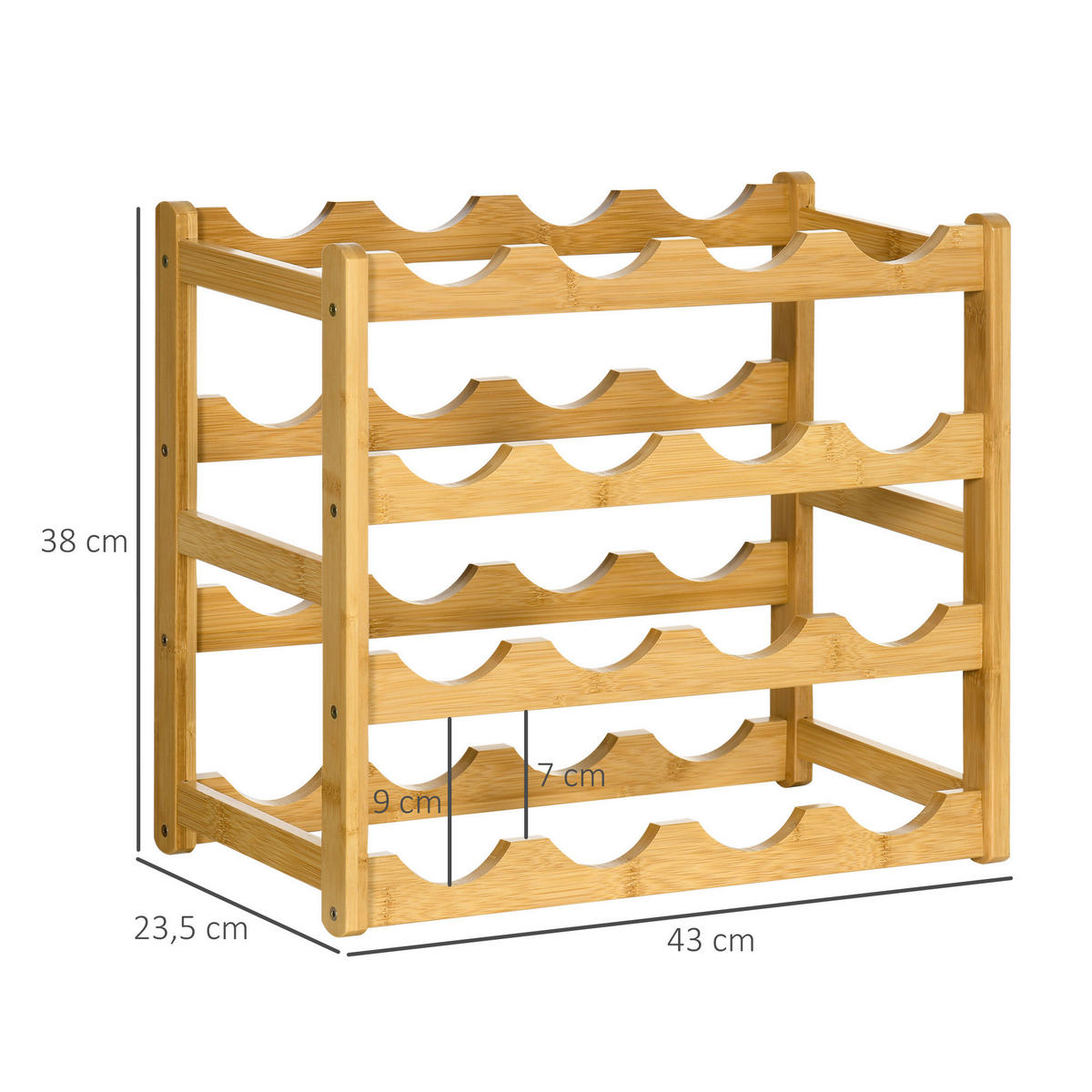 HOMCOM Weinregal natur Bambus B/H/L: ca. 23,5x43x38 cm Weinregal - natur (38,00/23,50/43,00cm) - HOMCOM