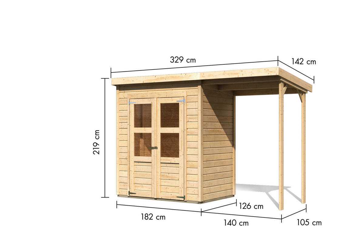 Karibu Gartenhaus Tony 0 natur B/H/T: ca. 182x219x126 cm Tony 0 - natur (182,00/219,00/126,00cm) - Karibu