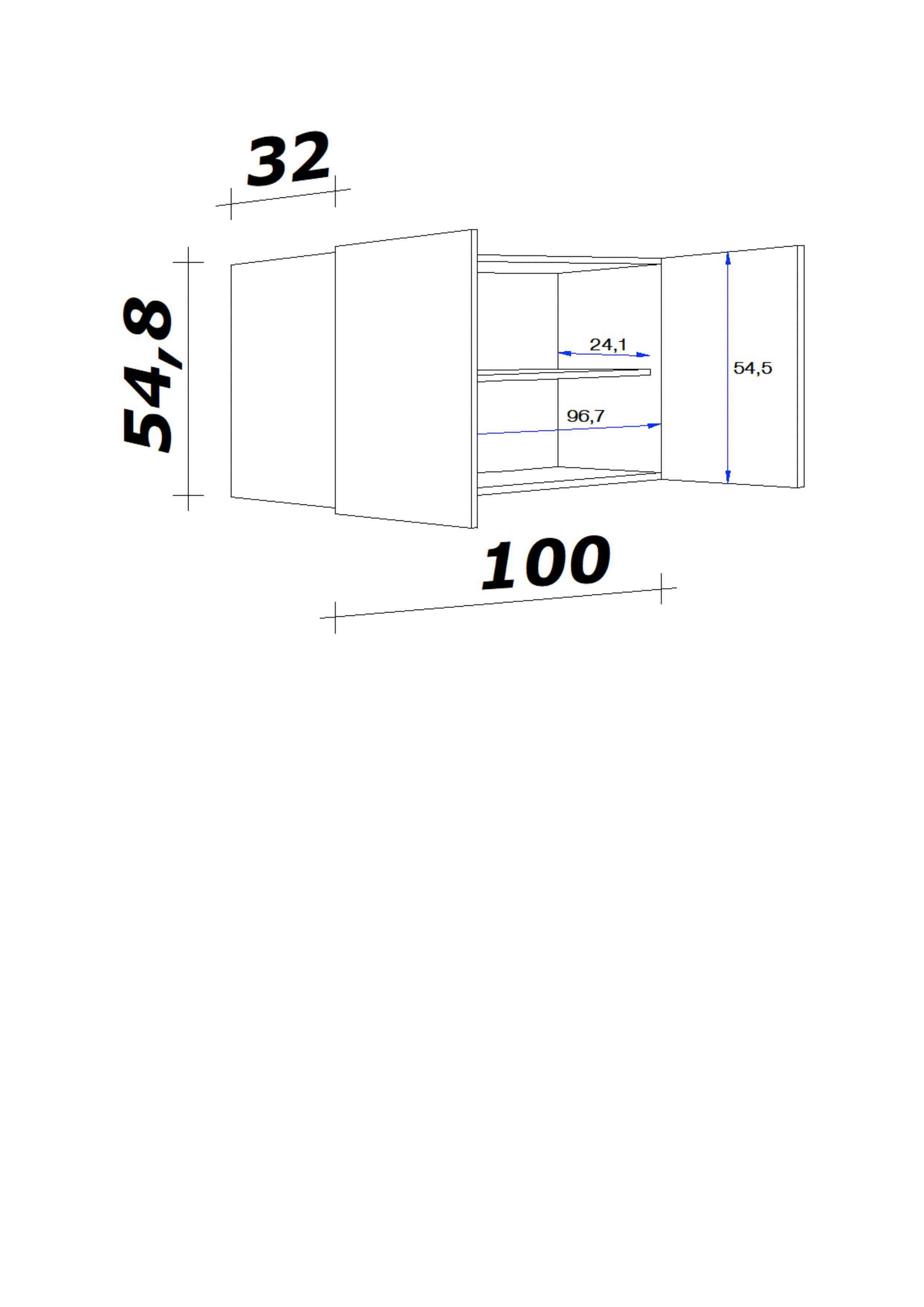 Hängeschrank Vita weiß matt B/H/T: ca. 100x54,8x32 cm Vita - weiß/Edelstahl (100,00/54,80/32,00cm) - Flex-Well
