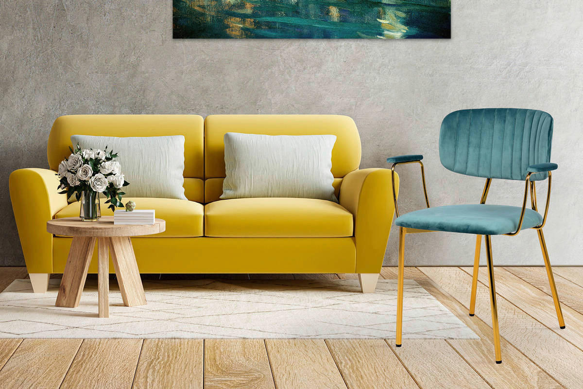 Stuhl Kian 200 2er-Set mint Microfaser B/H/T: ca. 63x80x51 cm Kian 200 2er-Set - gold/mint (63,00/80,00/51,00cm) - 360 Living