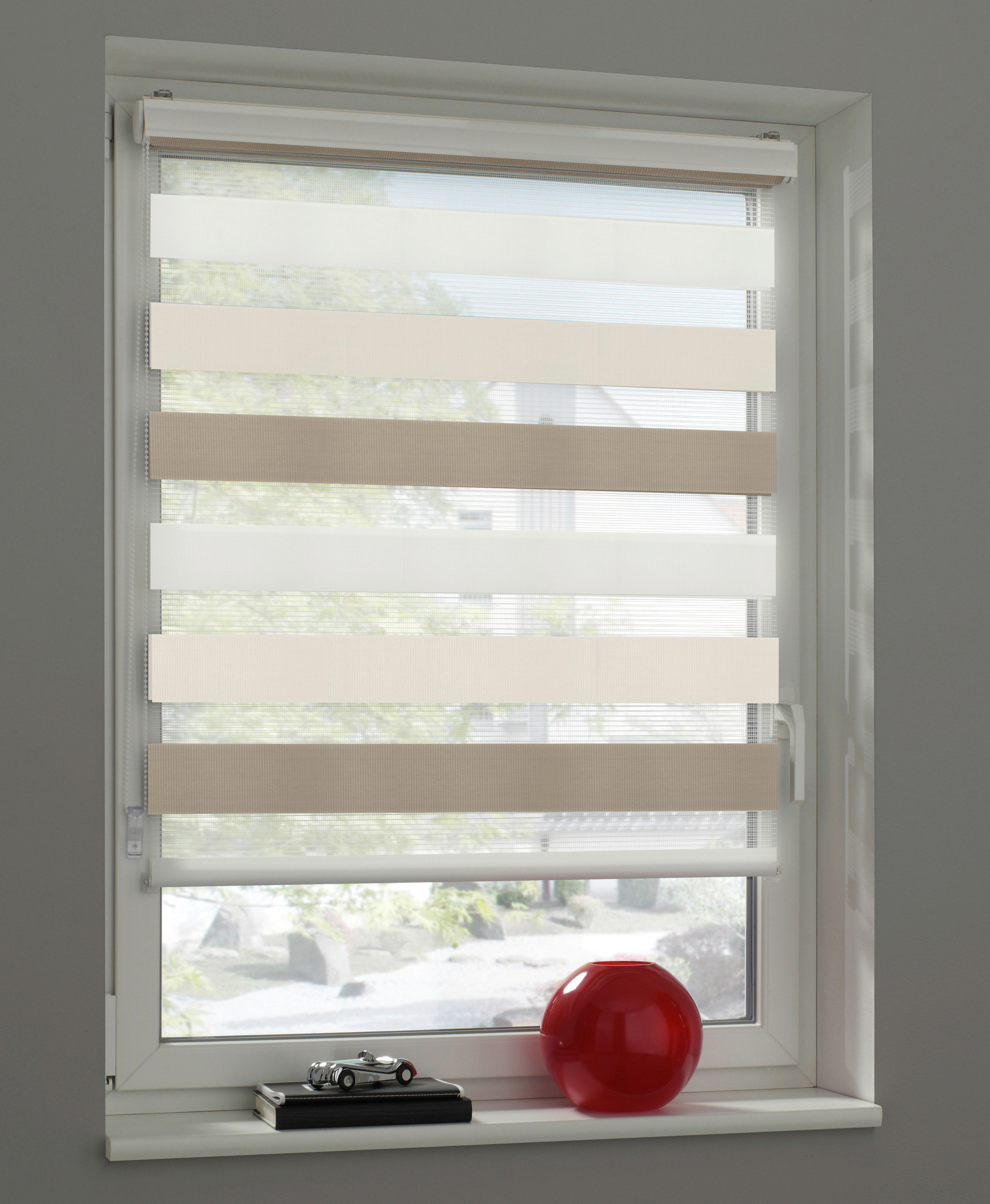Doppelrollo mit Blende weiß B/L: ca. 45x160 cm Doppelrollo_farbig - braun/weiß (45,00/160,00cm) - Boviva