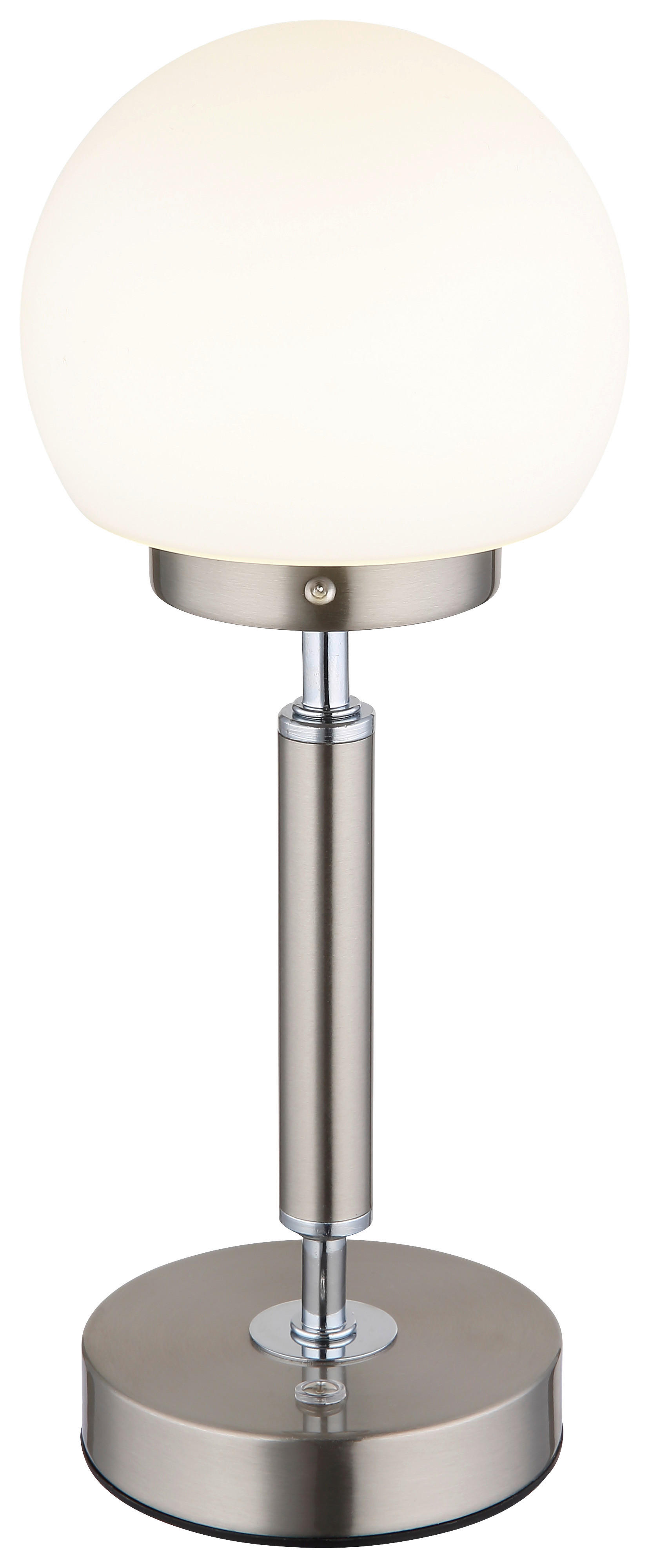 GLOBO LED-Tischleuchte Opal nickel matt Kunststoff Metall Glas H/D: ca. 28,5x11,5 cm 1 Brennstellen HAKU - nickel matt/Opal (11,50/28,50cm) - GLOBO