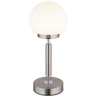 GLOBO LED-Tischleuchte Opal nickel matt Kunststoff Metall Glas H/D: ca. 28,5x11,5 cm 1 Brennstellen HAKU - nickel matt/Opal (11,50/28,50cm) - GLOBO