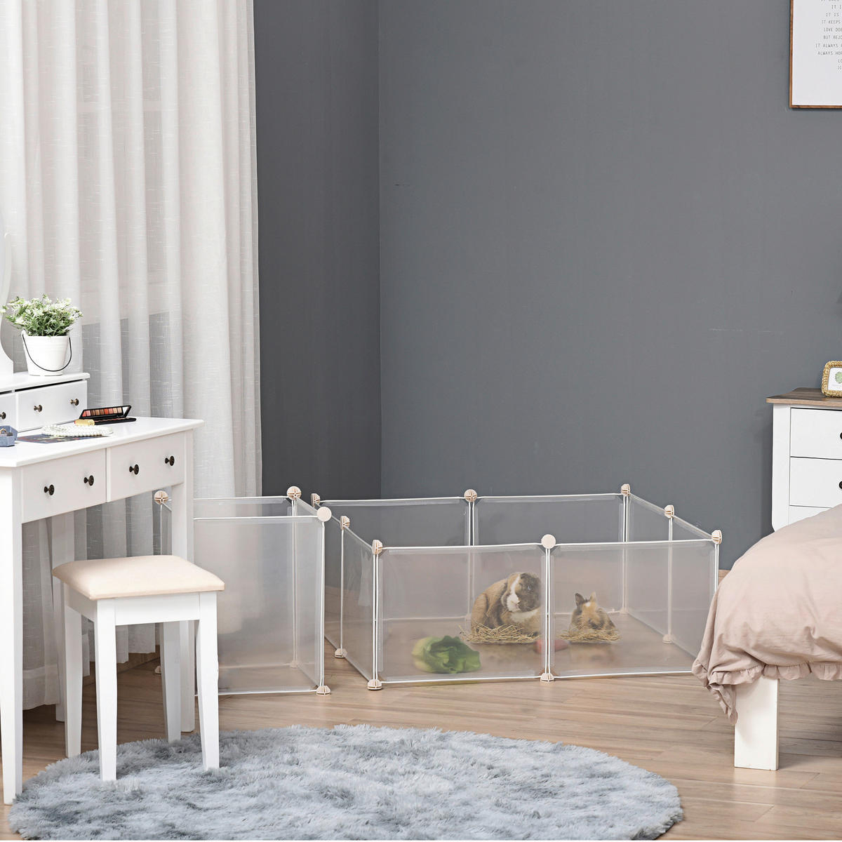 PawHut Stall weiß Edelstahl B/H/L: ca. 105x105x45 cm Laufstall - weiß (45,00/105,00/105,00cm) - PawHut