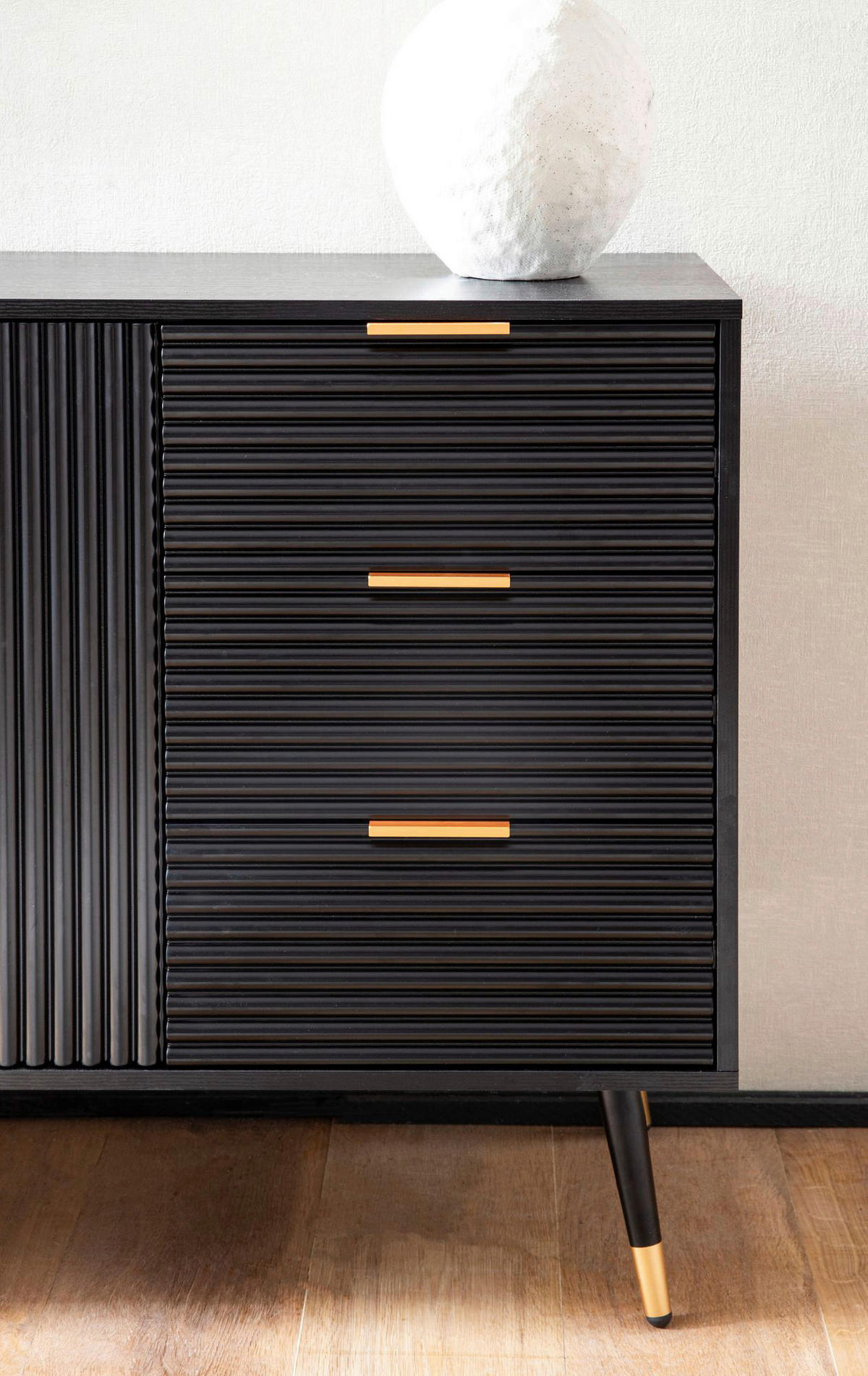 Sideboard schwarz B/H/T: ca. 120x80x40 cm Sideboard - schwarz (120,00/80,00/40,00cm) - Wohnling