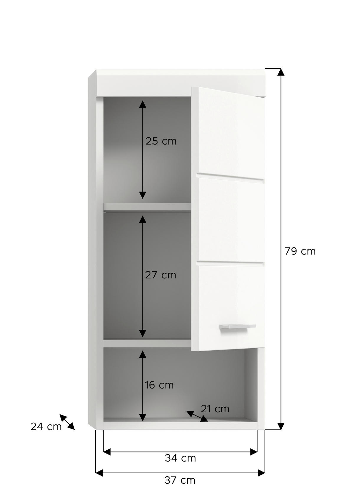Badhängeschrank Scout weiß weiß Hochglanz B/H/T: ca. 37x79x24 cm Scout - weiß (37,00/79,00/24,00cm) - xonox.home