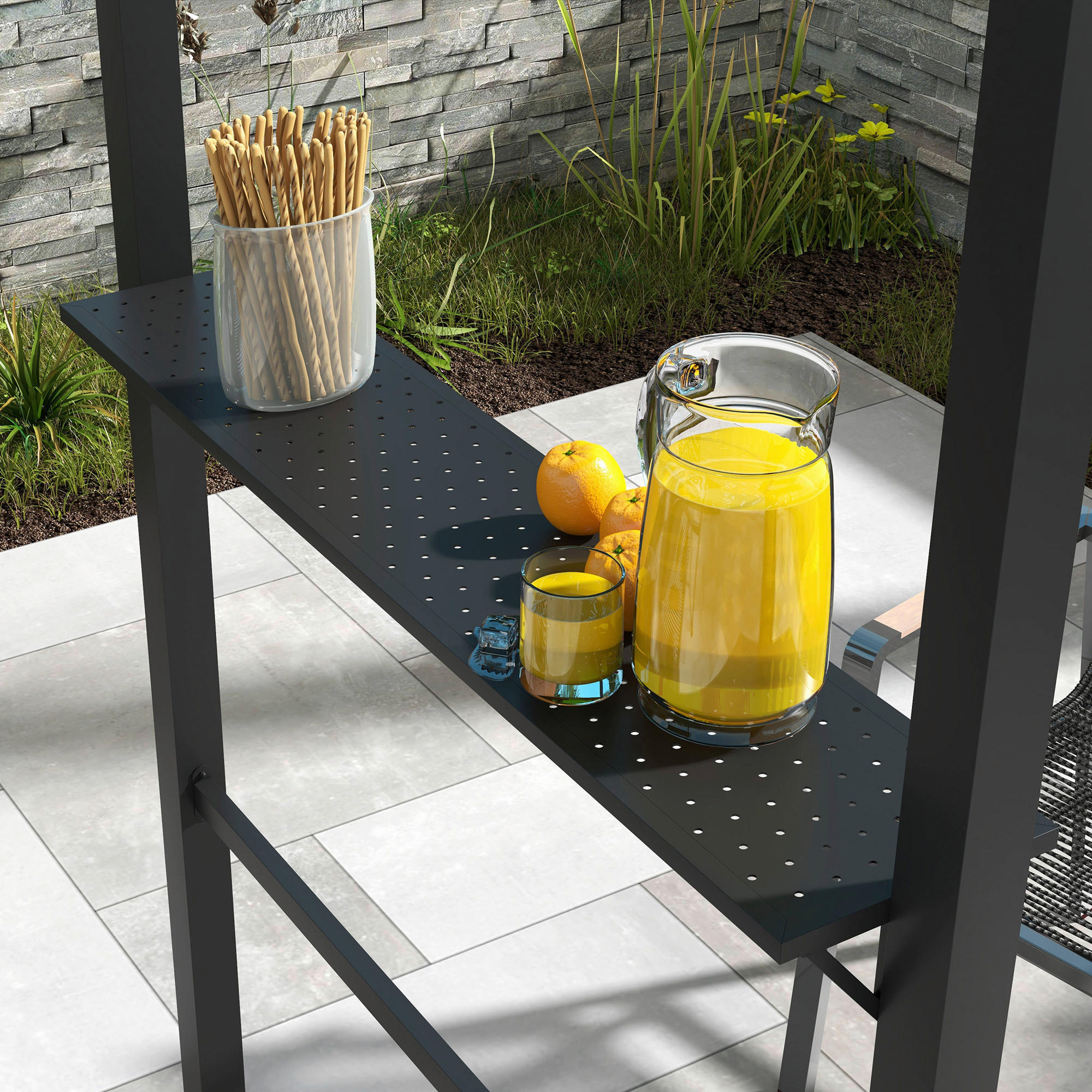 Outsunny Grillpavillon khaki Stahl B/H/L: ca. 110x235x233 cm Grillpavillon - khaki (233,00/110,00/235,00cm) - Outsunny