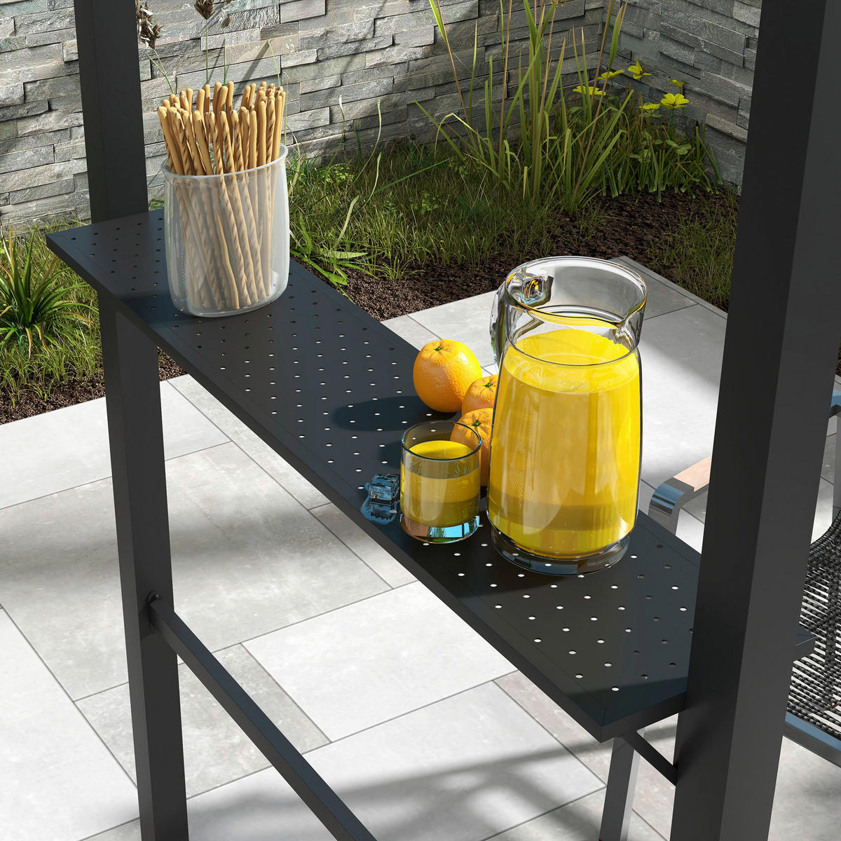 Outsunny Grillpavillon khaki Stahl B/H/L: ca. 110x235x233 cm Grillpavillon - khaki (233,00/110,00/235,00cm) - Outsunny