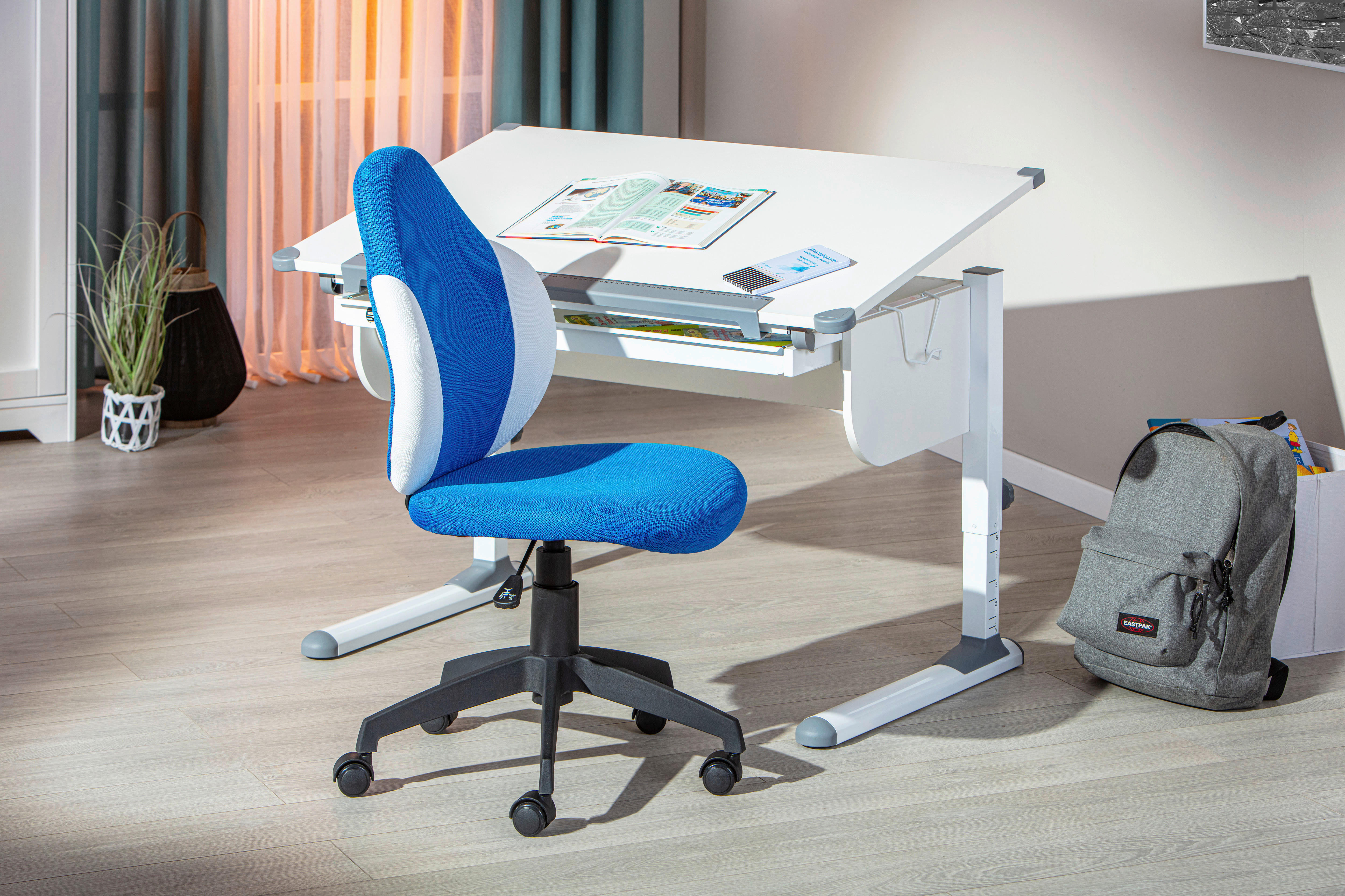 Drehstuhl Jessi blau weiß Jessi - blau/weiß (52,00/103,50/56,00cm) - Inter Link