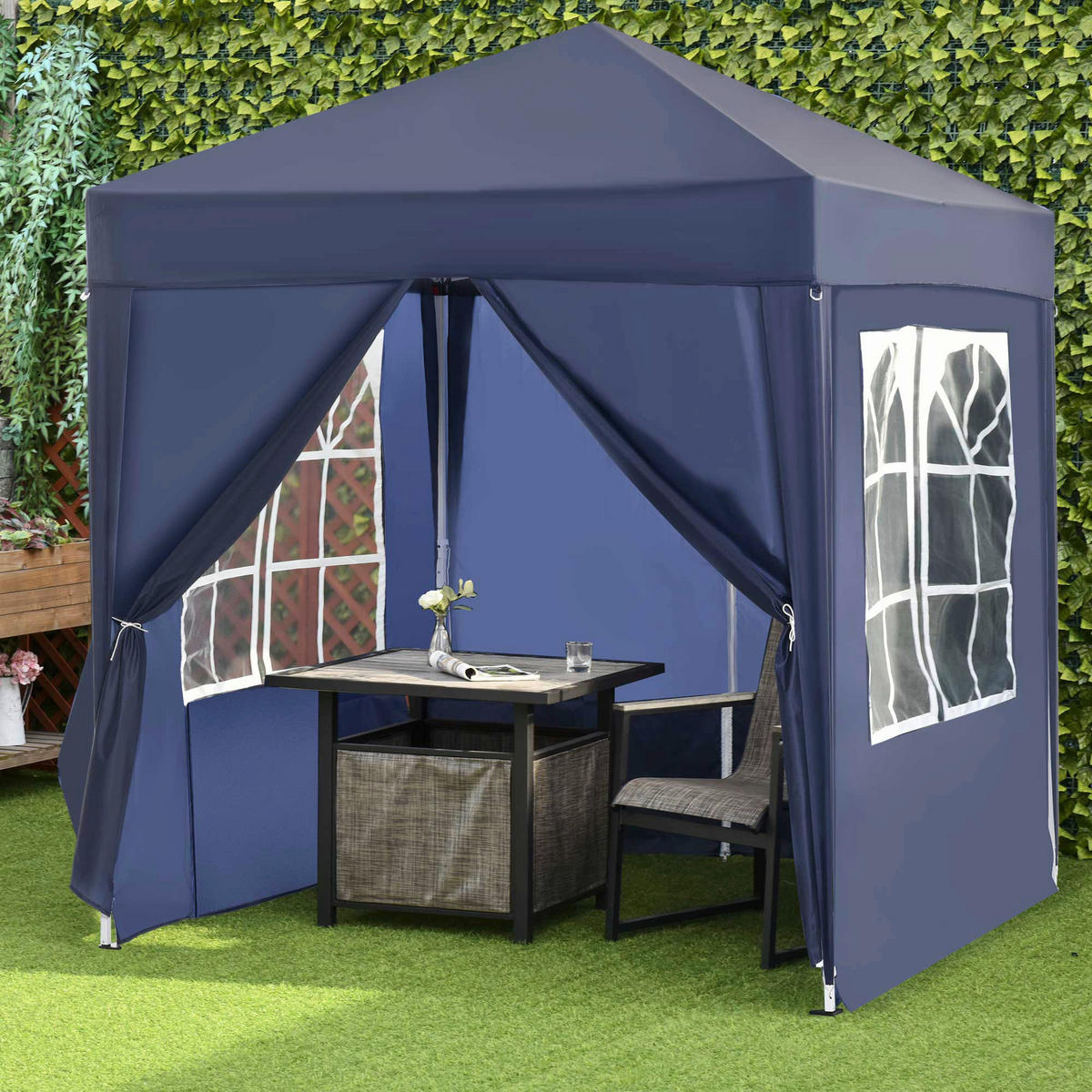 Outsunny Faltpavillon blau Stoff B/H/L: ca. 200x240x200 cm Faltpavillon - blau (200,00/200,00/240,00cm) - Outsunny