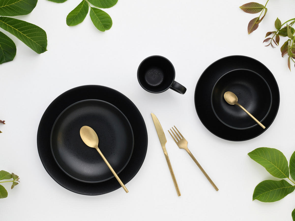 CreaTable Kombiservice Magic Black schwarz Steinzeug 20 tlg. Magic Black - schwarz - CreaTable