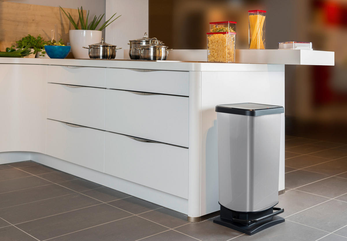 Rotho Treteimer silber B/H/L: ca. 29,5x67,6x35,3 cm Treteimer_Paso 40l - silber (35,30/29,50/67,60cm) - Rotho