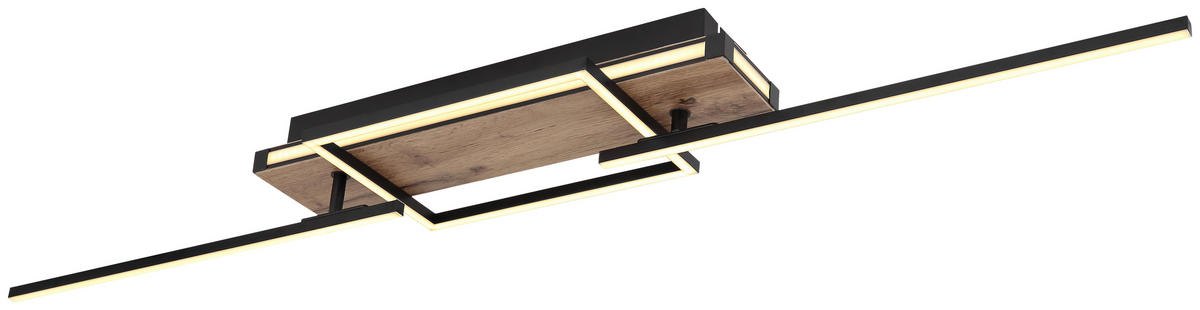 GLOBO LED-Deckenleuchte 67299D3 dunkelbraun mattschwarz Metall MDF Kunststoff B/H/T: ca. 88x12x120 cm COLLI - dunkelbraun/mattschwarz (88,00/12,00/120,00cm) - GLOBO