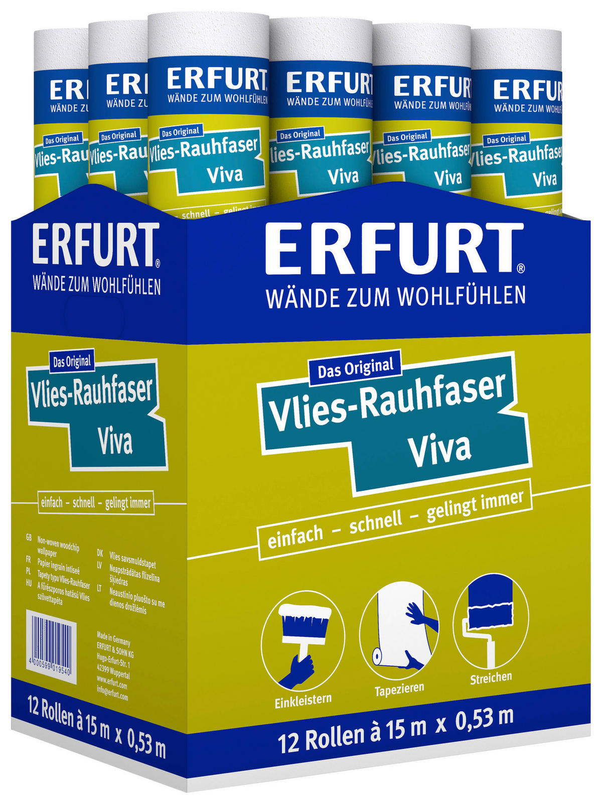 Erfurt Rauhfaser Viva weiß B/L: ca. 53x1500 cm Viva - weiß (53,00/1500,00cm) - Erfurt