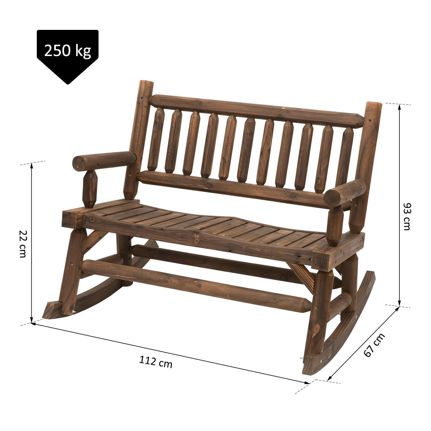 Outsunny Schaukelbank dunkelbraun Holz B...