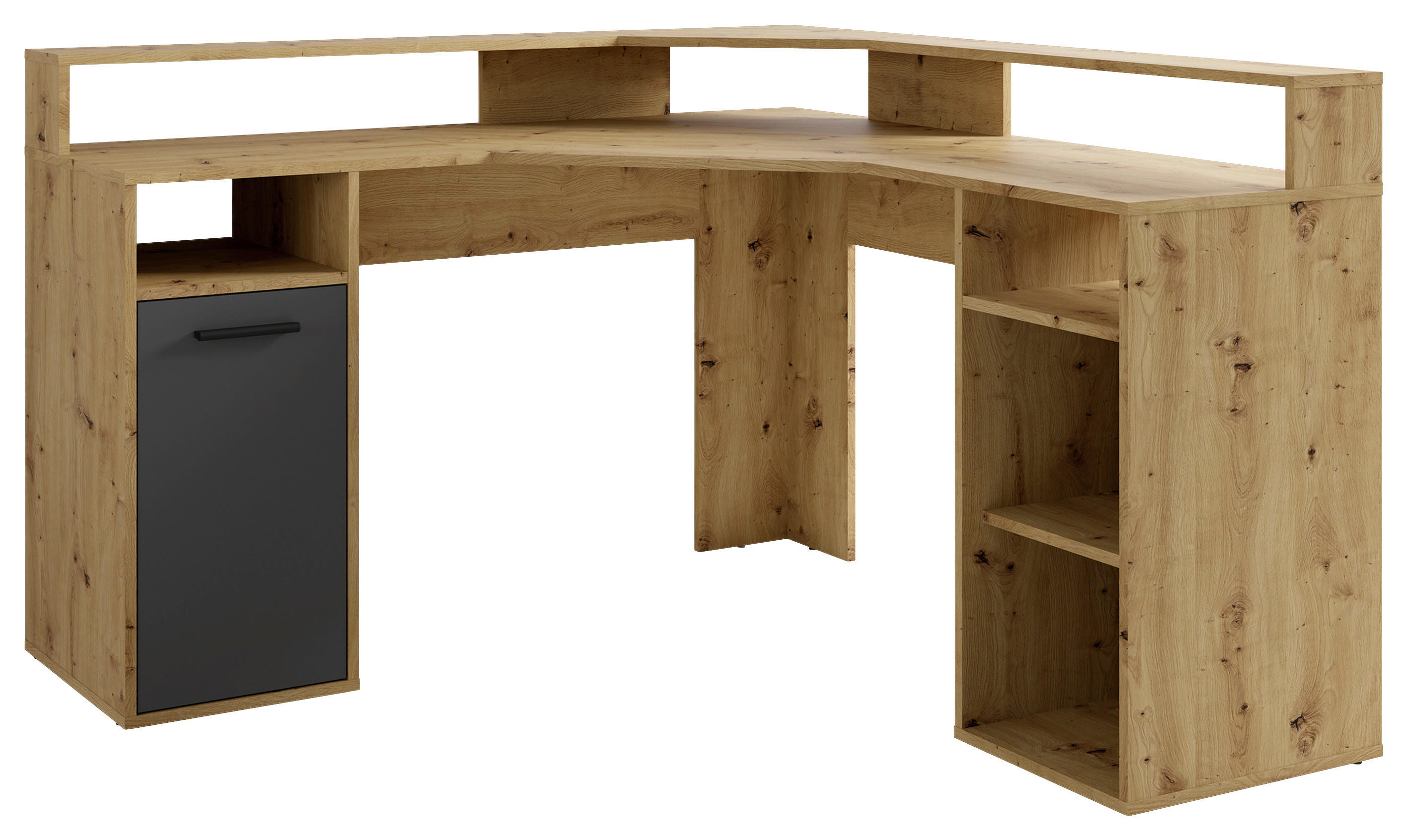 Eckschreibtisch FOX Eiche anthrazit B/H/T: ca. 139x90,8x139 cm FOX - Eiche/anthrazit (139,00/90,80/139,00cm) - byLIVING