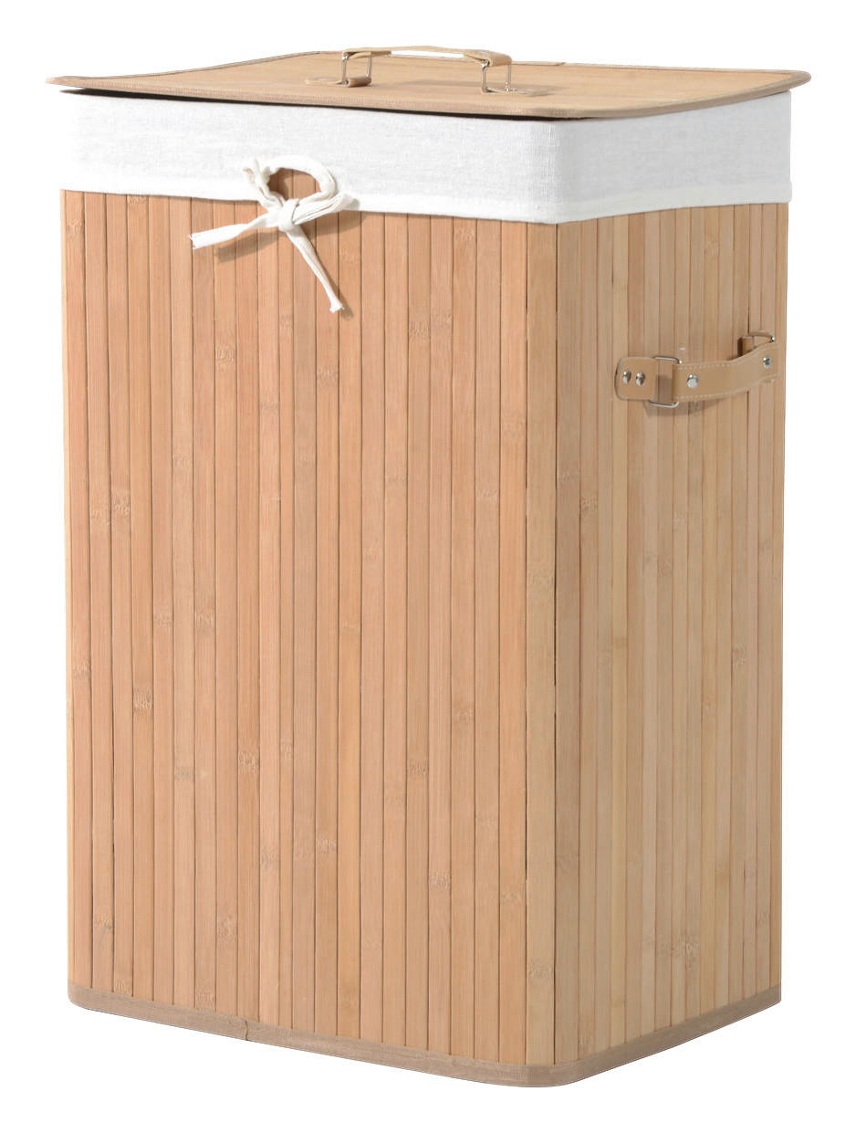 Wäschekorb mit 2 Tragegriffen natur Bambus Stoff Kunststoff B/H/L: ca. 30x60x40 cm Wäschekorb 850-017 - natur (40,00/30,00/60,00cm) - HOMCOM