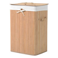 Wäschekorb mit 2 Tragegriffen natur Bambus Stoff Kunststoff B/H/L: ca. 30x60x40 cm Wäschekorb 850-017 - natur (40,00/30,00/60,00cm) - HOMCOM