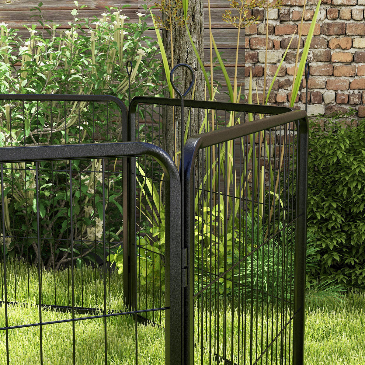 PawHut Tier-Zubehör schwarz Polypropylen H/L: ca. 80x60 cm Welpenauslauf - schwarz (60,00cm) - PawHut