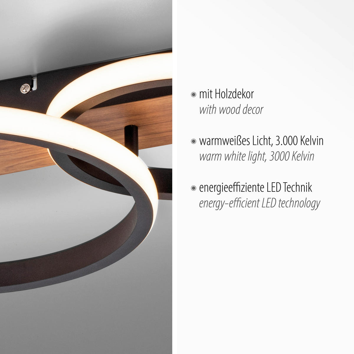 Just Light LED-Deckenleuchte TROOPER 15616-78 natur weiß schwarz Metall Kunststoff B/H/T: ca. 30x8x68 cm 1 Brennstellen TROOPER - weiß/natur (30,00/8,00/68,00cm) - Just Light