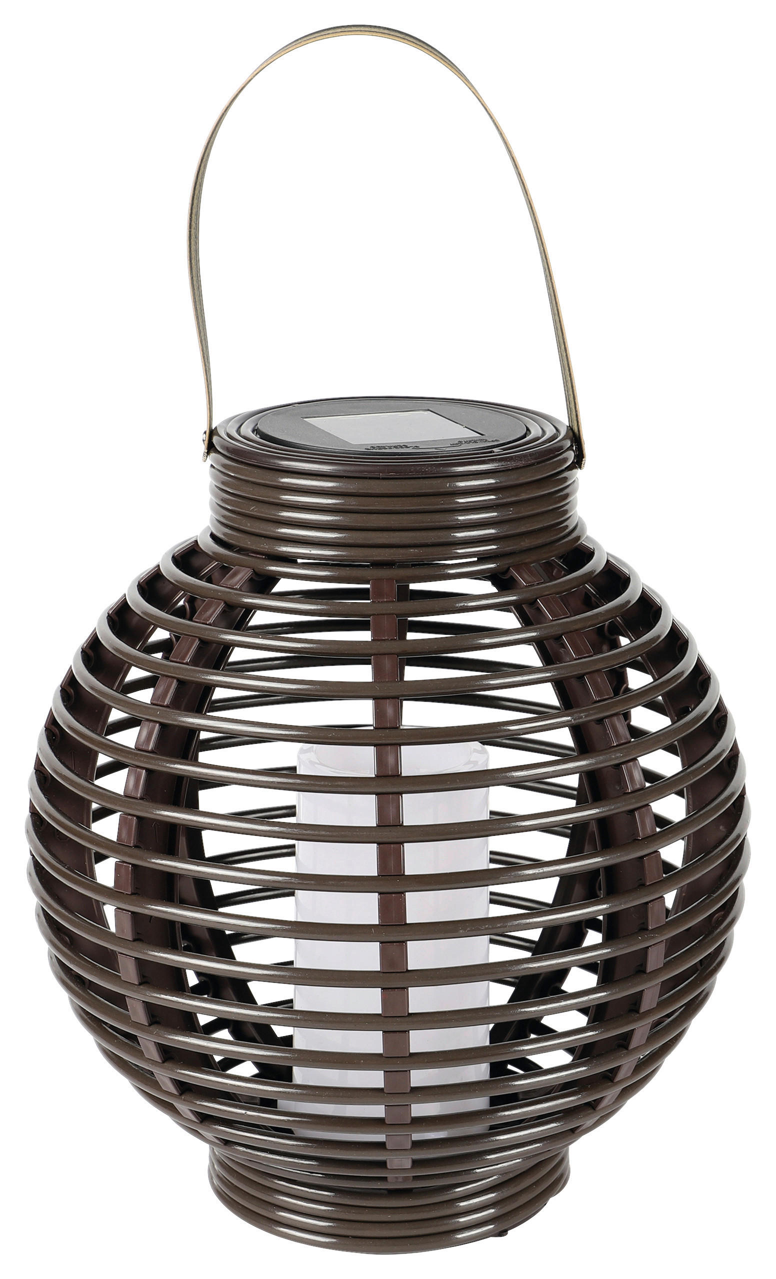 Solarlaterne braun Kunststoff Rattan D: ca. 22 cm