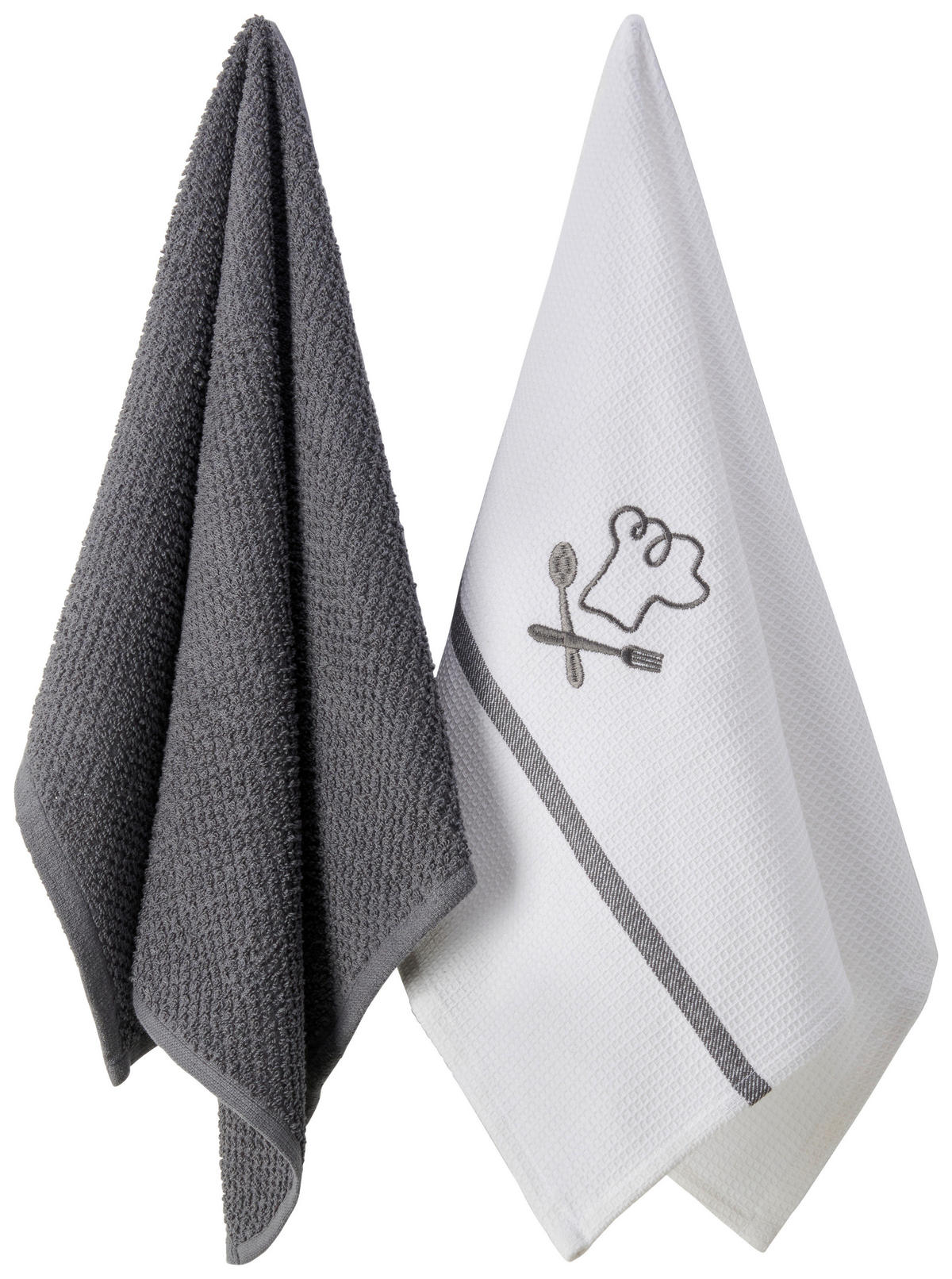 Geschirrtuch Geschirrtuch_2erPack_Kochlöffel - weiß/anthrazit (45,00/70,00cm) - POCOline