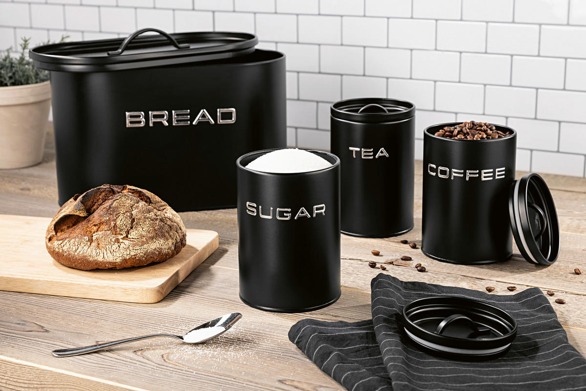 GOURMETmaxx Vorratsdosenset schwarz B/H/L: ca. 18x23x34 cm Vorratsdosenset_8tlg. - schwarz (34,00/18,00/23,00cm) - GOURMETmaxx