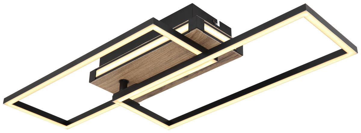 GLOBO LED-Deckenleuchte 67299D dunkelbraun mattschwarz Kunststoff MDF Metall B/H/T: ca. 49x10x60 cm COLLI - dunkelbraun/mattschwarz (49,00/10,00/60,00cm) - GLOBO