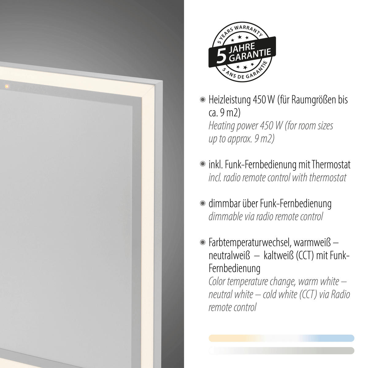 Just Light LED-Deckenleuchte mit Heizfunktion BEROA 18067-16 weiß Kunststoff Metall B/H/T: ca. 60x6,8x60 cm 1 Brennstellen BEROA - weiß (60,00/6,80/60,00cm) - Just Light