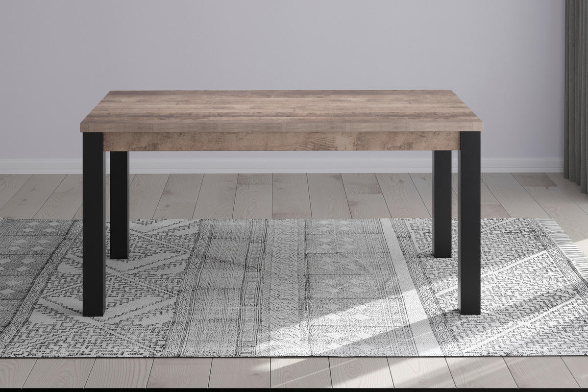Tisch Emile Eiche Tabak Nachbildung B/H/T: ca. 160x77x90 cm Emile - Eiche/schwarz (160,00/77,00/90,00cm) - Trendteam