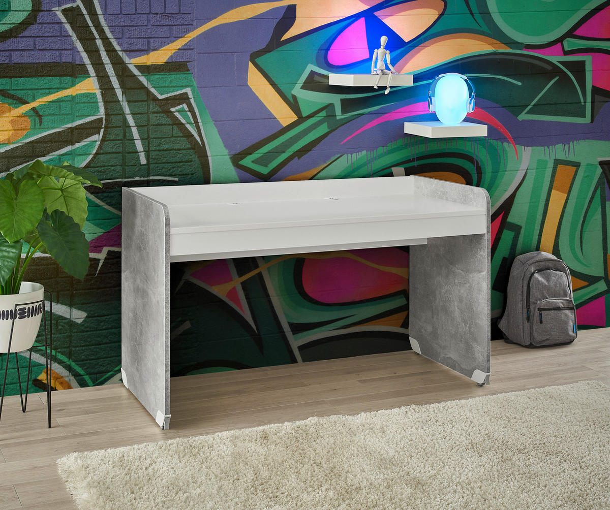 Schreibtisch Matino Beton weiß B/H/T: ca. 143x84x67 cm Matino - Beton/weiß (143,00/84,00/67,00cm)