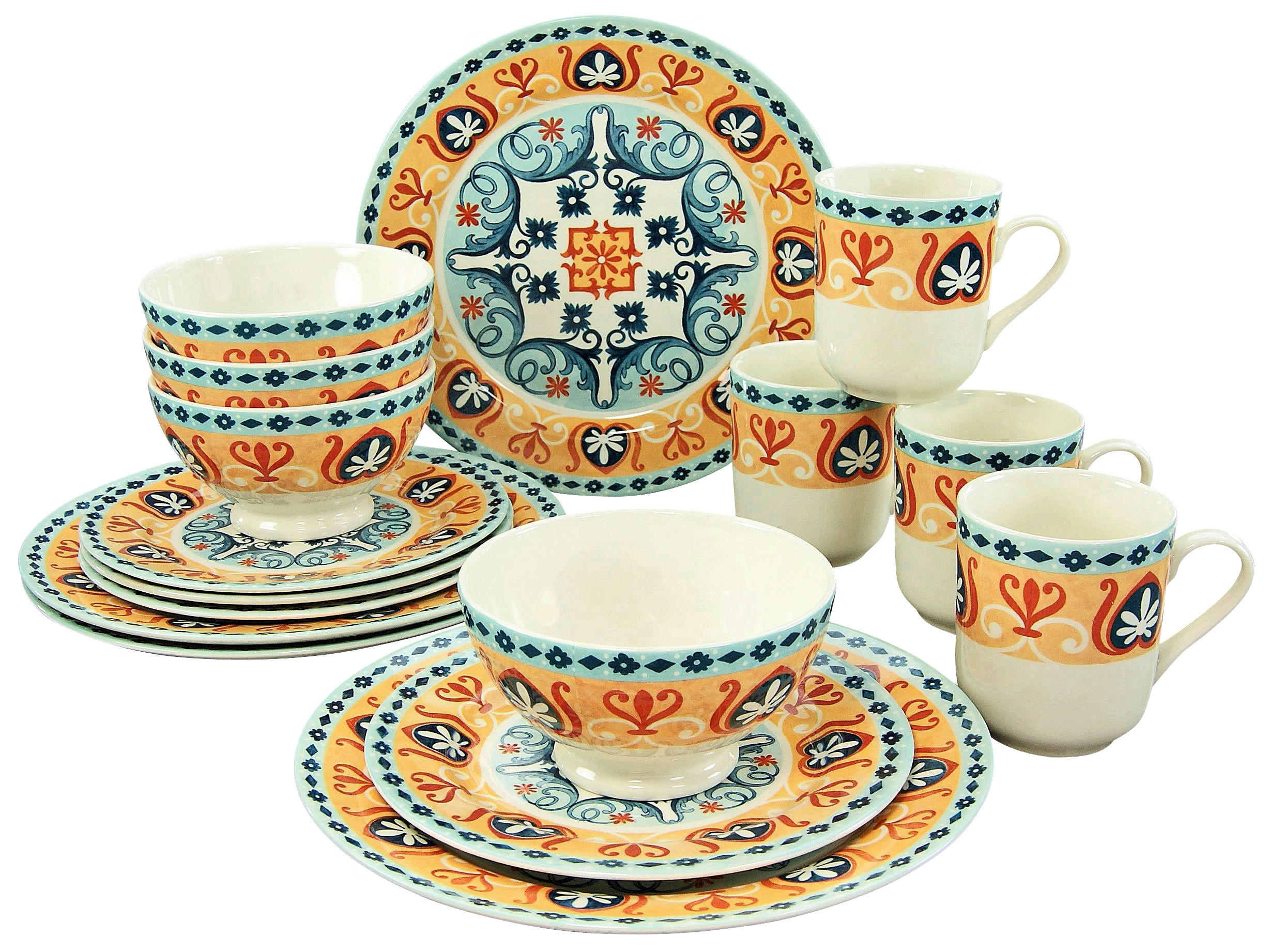 CreaTable Kombiservice Merida bunt Steingut 16 tlg. Merida - bunt - CreaTable